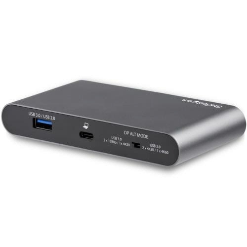 USB　Type-C接続マルチアダプタ　ブラック　1個 コンパクトなデザインの上面、接続ポートが正面に向いている状態