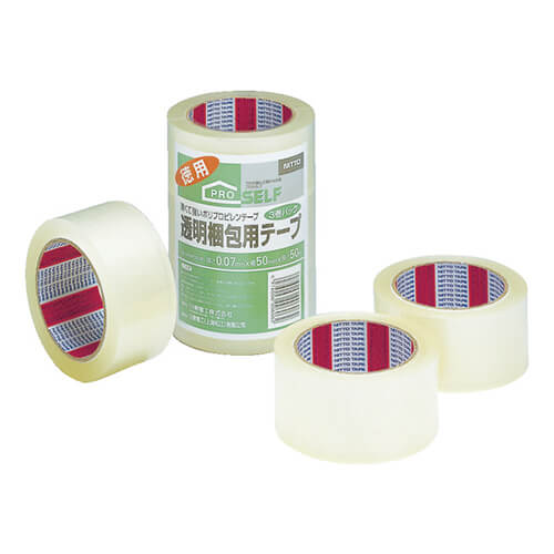 ニトムズ 透明梱包テープ（３巻入） 50mm×50m J6040画像