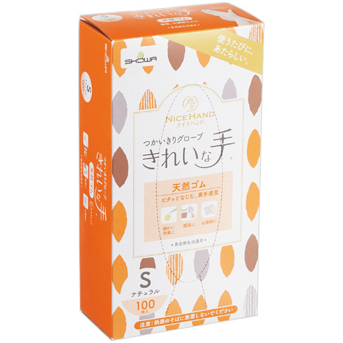 ﾅｲｽﾊﾝﾄﾞきれいな手つかいきりｸﾞﾛｰﾌﾞ 天然ｺﾞﾑ 粉なし S ﾅﾁｭﾗﾙ 1箱(100枚)