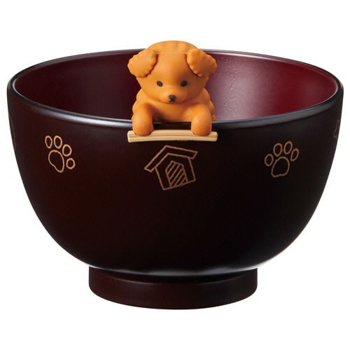 犬の汁椀&箸置きｾｯﾄ しるﾜﾝ 茶ﾌﾟｰﾄﾞﾙ 1個画像