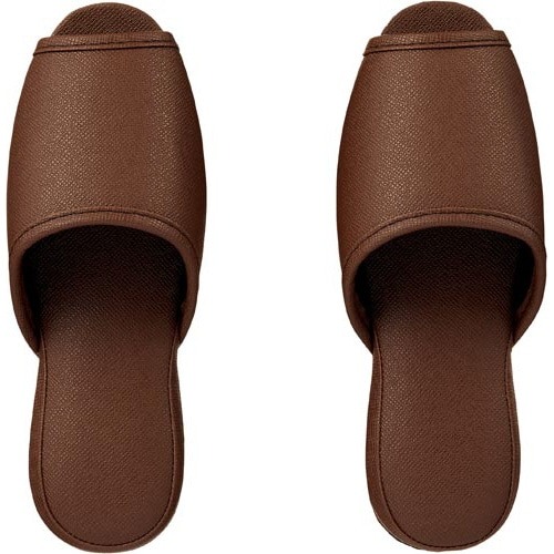 抗菌レザー調ビニールスリッパ前開きブラウンＬ１０足画像