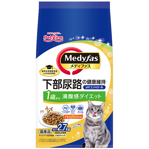 ﾒﾃﾞｨﾌｧｽ 満腹感ﾀﾞｲｴｯﾄ 1歳から ﾁｷﾝ&ﾌｨｯｼｭ味 2.7kg(450g×6袋) 1ﾊﾟｯｸ画像
