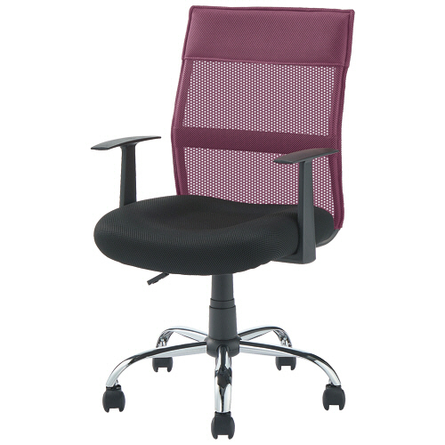 ﾐﾄﾞﾙﾊﾞｯｸ爽快ﾒｯｼｭﾁｪｱ 肘付 ﾜｲﾝﾚｯﾄﾞ 1脚画像