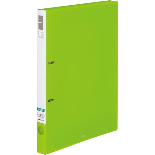 リングファイルスリム　抗菌　Ａ４　背幅２７ｍｍ黄緑画像