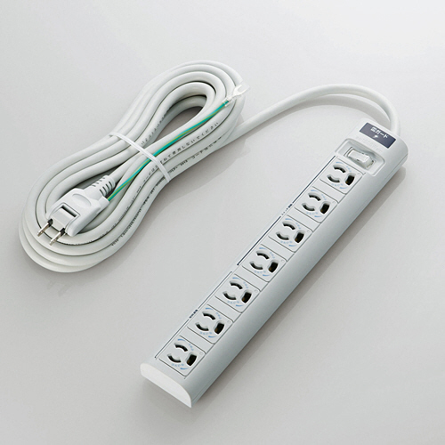 雷ｶﾞｰﾄﾞ常時通電/ｽｲｯﾁ連動ﾀｯﾌﾟ 3ﾋﾟﾝ 7個口 ｸﾞﾚｰ 5.0m RoHS(10物質) 1個画像