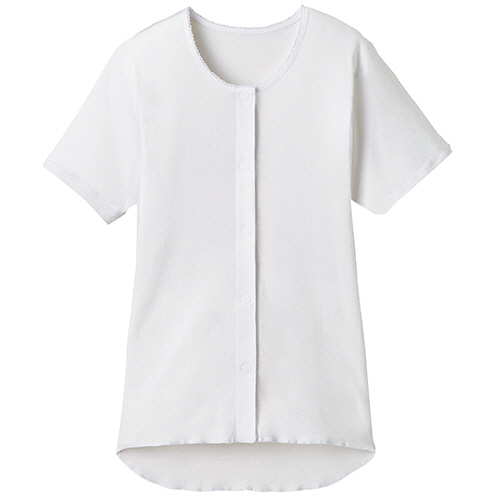 ﾌﾟﾗｽﾊｰﾄ ﾜﾝﾀｯﾁ肌着 前開き 半袖 婦人用 M ﾎﾜｲﾄ 1枚画像