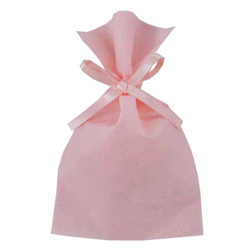 ソフトバッグベーシック2穴リボン巾着 S3 薄 ライトピンク画像