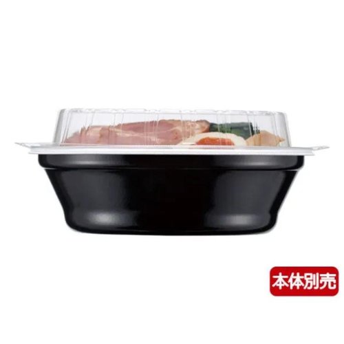 T-DLV麺20 中皿内嵌合高蓋穴有OPS [ケース販売] 高台が付いた透明な容器が複数並べられている様子