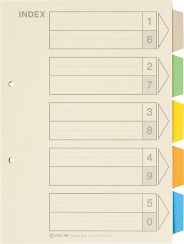 カラーインデックス　Ｂ５縦　２穴　５山　１０組画像