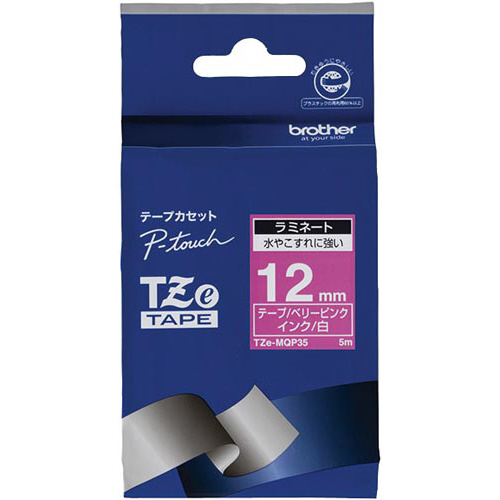 ピータッチＴＺｅテープつや消し桃　白文字１２ｍｍ幅