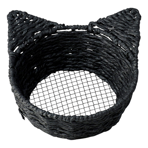 小物入れ　ねこかご　S　ペーパー　直径15×高さ6cm　ブラック画像
