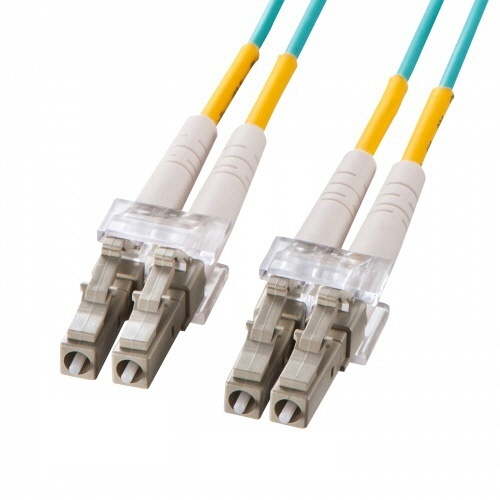 メガネ型光ファイバケーブル　LC×2-LC×2　3m　マルチモード50μm　OM3　アクア　1本