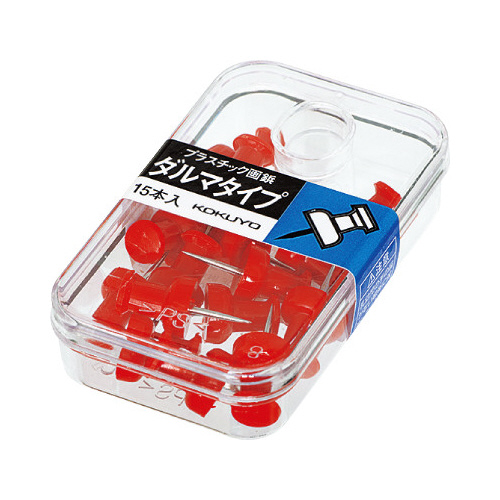 プラスチック画鋲　ダルマタイプ　１５本　赤Ｘ５画像