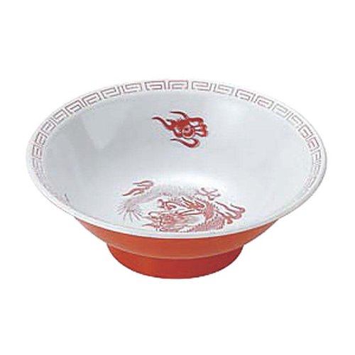 メラミン食器 瑞祥 CA-10 中華丼(竜模様) 白/赤 エンテック