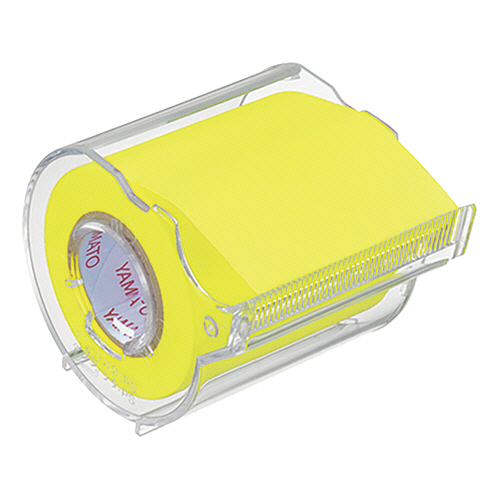 ﾒﾓｯｸ ﾛｰﾙﾃｰﾌﾟ 蛍光紙 ｶｯﾀｰ付 50mm幅 ﾚﾓﾝ 1個画像