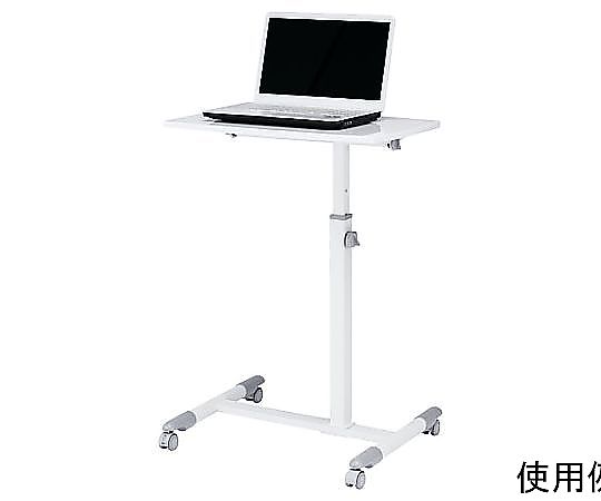 600×450×700-880mm　パソコンデスク（昇降式 木目調の天板と金属製の脚が調和した昇降式デスクの正面からの全体像