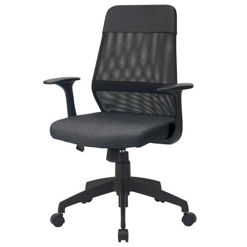 ミドルバックメッシュチェア　肘付　ブラック画像