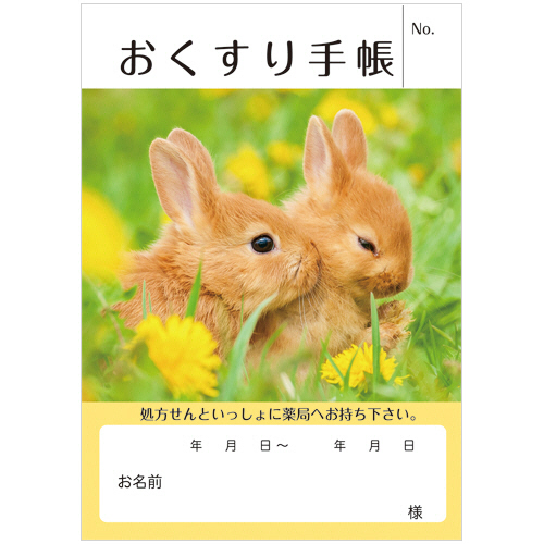 おくすり手帳 32ﾍﾟｰｼﾞ PHOTO うさぎ 1ﾊﾟｯｸ(50冊)画像