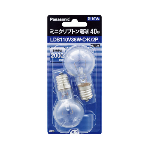 ミニクリプトン電球　４０Ｗ形　クリア　２個入×５画像