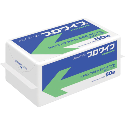 ｴﾘｴｰﾙ ﾌﾟﾛﾜｲﾌﾟ ｽﾄﾛﾝｸﾞﾀｵﾙ E60 ﾎﾜｲﾄ ﾎﾟﾘ包装50 1ｾｯﾄ(900枚:50枚×18ﾊﾟｯｸ)画像