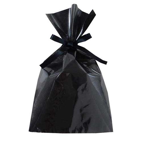 ソフトバッグクリア 2穴リボン巾着 S3 黒画像