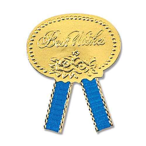 リボン付きシール Ｓ ベストウイッシュ 青 ５６片画像