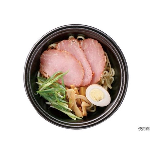 麺容器 DLV麺20(58)本体 黒W エフピコ 黒い麺容器が整然と並んでいる様子