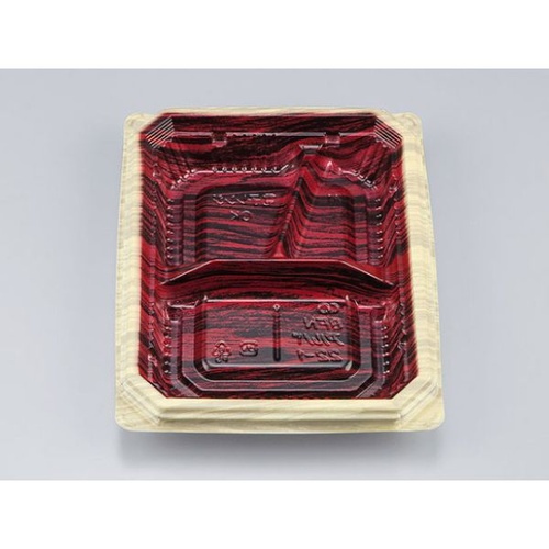 シーピー化成 弁当容器 BFNアルバ22-1 和もく赤 本体 発泡画像