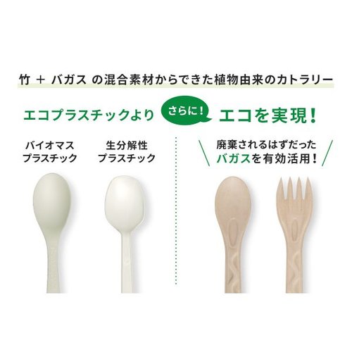 使い捨てスプーン BBカトラリー スプーン 単袋入 150mm パックスタイル パッケージが正面から見える状態で、スプーンが1本収められている。