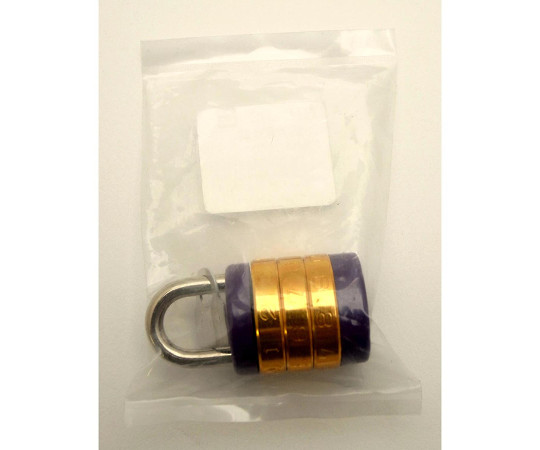 丸文字合せ錠　23mm しっかりとしたプラスチック製のケースに収められた、取り扱い説明書付きの状態