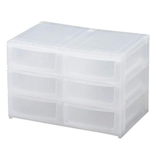 収納ケース 引き出し 幅39×奥行26.5×高さ26.5cm ワイド 浅ショート6段 クリア画像