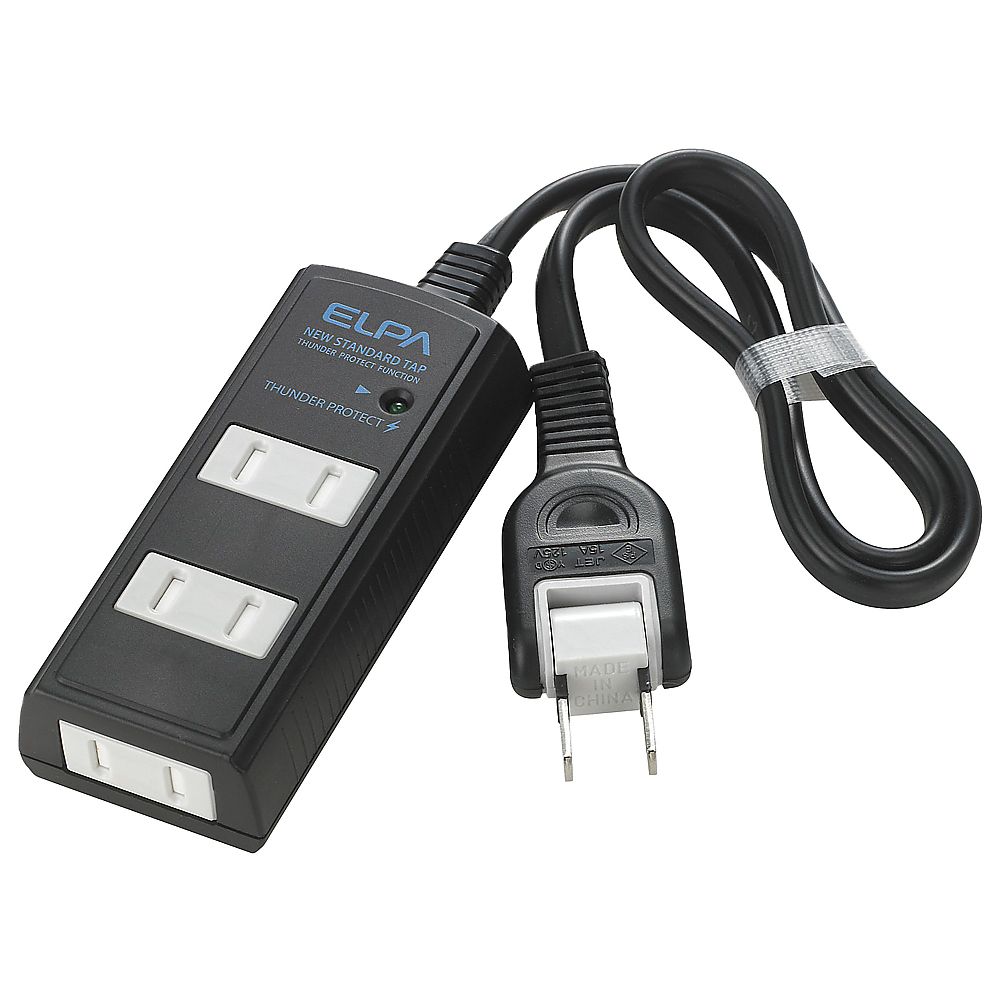 耐雷 コード付タップ3P5m 黒画像