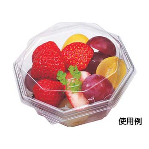 惣菜容器 AP-八角20-38 本体 エフピコ 透明な八角形の容器が上を向いて置かれている様子