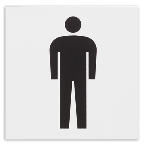 ｱｸﾘﾙﾏｯﾄ板ｻｲﾝ 男ﾏｰｸ ﾃｰﾌﾟ付 ﾀﾃ100×ﾖｺ100×厚み2mm 白 1枚画像