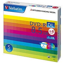 ﾃﾞｰﾀ用DVD-R DL 8.5GB 2-8倍速 ﾎﾜｲﾄﾜｲﾄﾞﾌﾟﾘﾝﾀﾌﾞﾙ 5mmｽﾘﾑｹｰｽ 1ﾊﾟｯｸ(5枚)