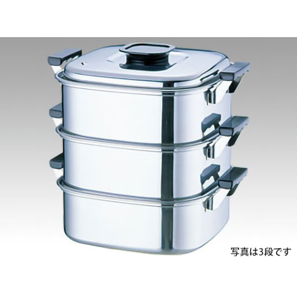 中華用品 桃印18-0角型蒸器29cm 2段画像