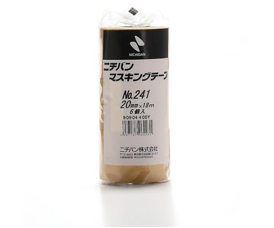 マスキングテープ241H-20　20mmX18m（6巻入り） カラフルなマスキングテープが並んだ状態で、各巻の柄が見える様子