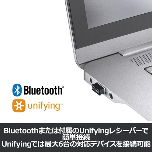 マルチデバイス　Bluetooth　キーボード　K780　1台 角度を変えて撮影されたキーボード、スリムなデザインが強調されている。