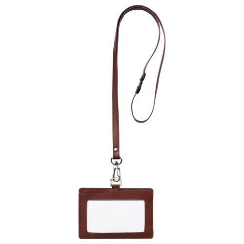 本革製ﾈｰﾑｶｰﾄﾞﾎﾙﾀﾞｰ ﾖｺ型 ｽﾄﾗｯﾌﾟ付 ﾌﾞﾗｳﾝ 1個画像