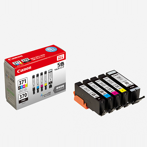 ｲﾝｸﾀﾝｸBCI-371+370/5MP(BK/C/M/Y)+顔料BK5色0732C003 1箱(5個:各色1個)画像