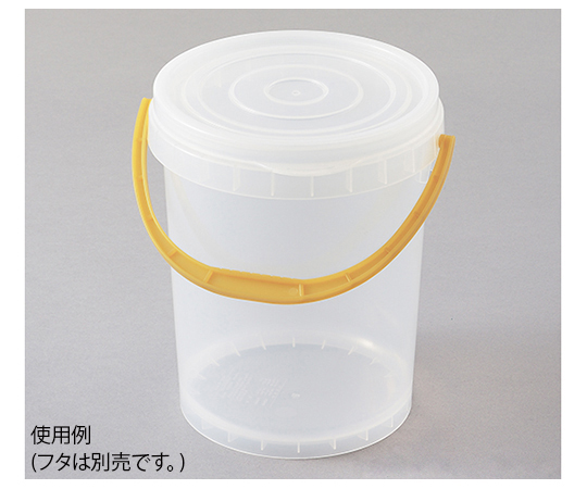 ポリプロペール 5L 本体 イエロー 側面から見た鮮やかなイエローの容器、キャップは閉じた状態で持ち手が見える。