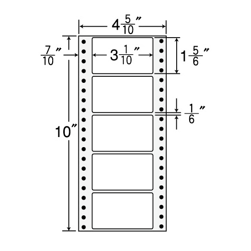 ﾅﾅﾌｫｰﾑ 連続ﾗﾍﾞﾙ Mﾀｲﾌﾟ 4_5/10x11ｲﾝﾁ 5面 79x47mm 1箱(1000折:500折x2冊)画像