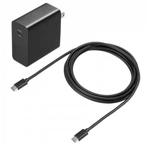 USB　PD対応AC充電器(PD65W・TypeCケーブル付き)　ブラック　1個画像