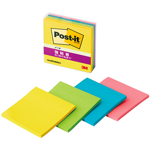 ﾎﾟｽﾄ･ｲｯﾄ 強粘着ﾉｰﾄ ﾏﾙﾁｶﾗｰ8 75×75mm 4色 1ｾｯﾄ(40冊:4冊×10ﾊﾟｯｸ)画像