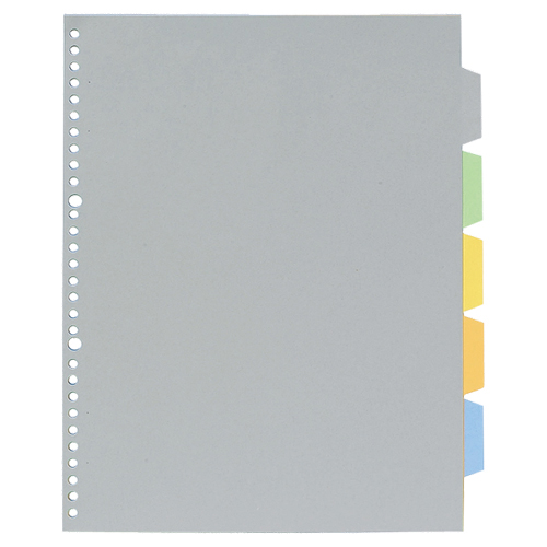 透明ﾎﾟｹｯﾄ用ｶﾗｰｲﾝﾃﾞｯｸｽ(多穴) A4ﾀﾃ 2･30穴 5色5山 1組画像