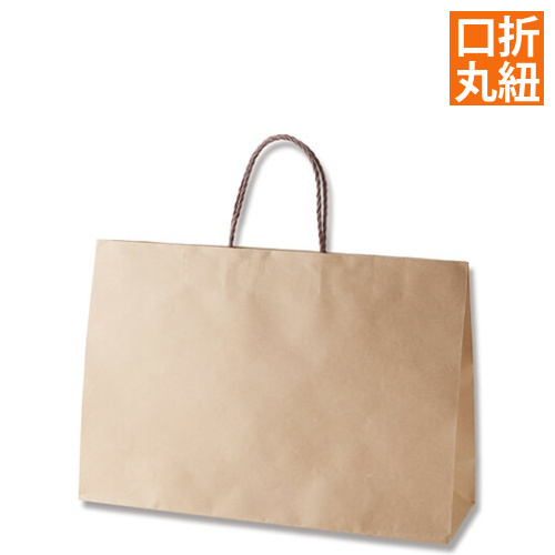 手提げ紙袋（茶・口折丸紐・幅450×マチ130×高さ310mm）画像