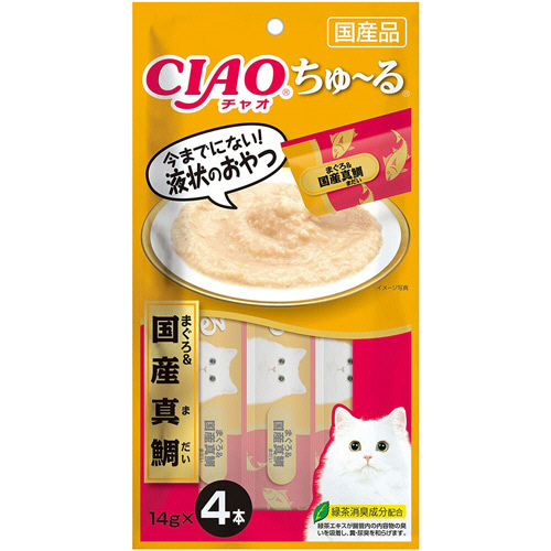ﾁｬｵ ちゅーる まぐろ&国産真鯛 14g/本 1ｾｯﾄ(24本:4本×6ﾊﾟｯｸ)画像