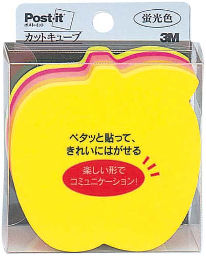 ポストイット　蛍光色　アップル形　５色２２５枚×５画像