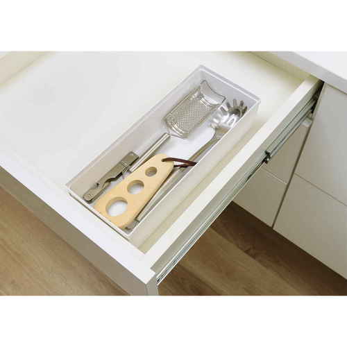 キッチンツールボックス　トトノ　引き出し用　キッチンツールボックスR 引き出しから引き出され、食器や調理器具が整然と収納された様子