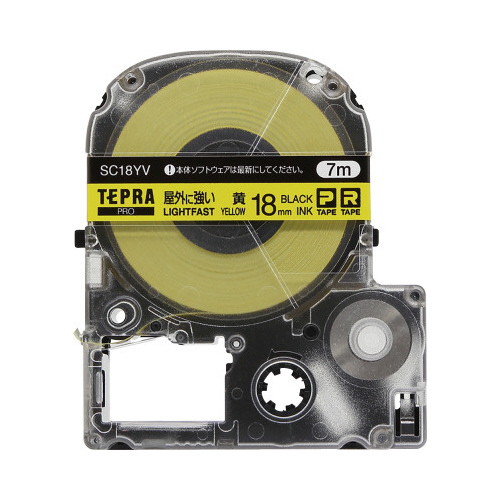屋外に強いラベル　１８ｍｍ幅　黒文字／黄ラベル
